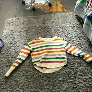 Fleece stripped sweater